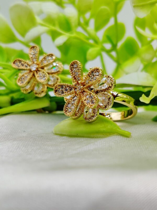 1 Piece Imported Blooming Elegance Adjustable Ring Set – Two Radiant Color 🌟 | Luxurious Design Ring | Adjustable Ring | Ring For Girls & Women ✨