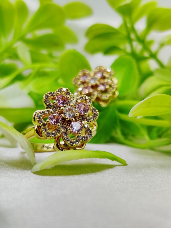 1 Piece Imported Elegant Moveable Floral Cluster Ring with Sparkling Zircon Detailing 🌟 | Luxurious Design Ring | Adjustable Ring | Ring For Girls & Women ✨