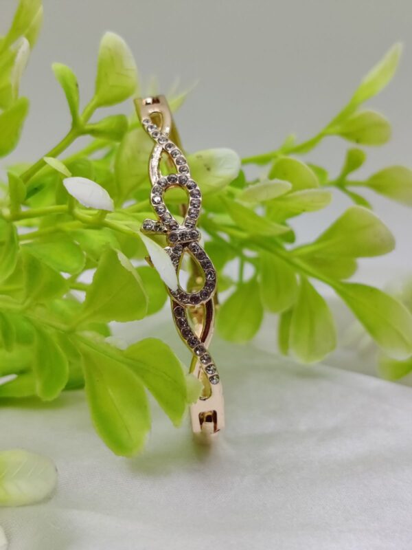 1 Piece Imported Elegant Adjustable Bracelet with Different Design | Twisted, Heart, Chevron, Dazzling Crossed, Intricately Crafted Design | Adjustable Bracelet – Best Quality Artificial Bracelet For Girls & Women ( Golden )