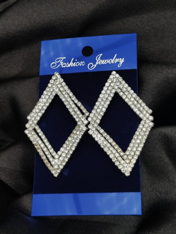Imported Earrings In Multiple Design | Tarnish-Free Diamond-Shape, Heart Fringe, Long Heart Fringe, Radiant, Diamond Cascade Design Earrings| Luxury Look Artificial Earrings | Girls Earrings | Women Earrings ( Silver )