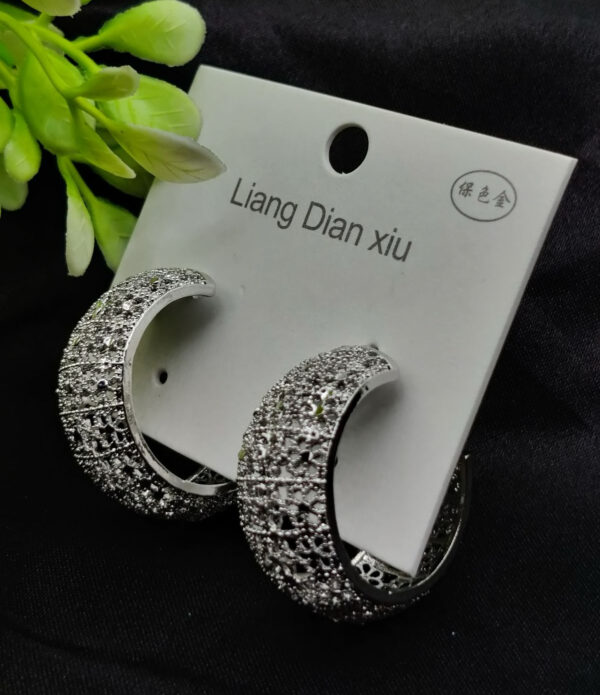 Imported Exquisite Antique-Style Crescent Hoop Earrings - Tarnish Free Elegance | Best Quality Earrings For Girls & Women | Luxury Look Earrings (Silver)