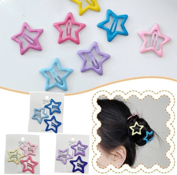 Pack Off 06  Star Design Girl Hair Clip | Hair Clip For Women | Best Quality Hair Clip ( Random Color )