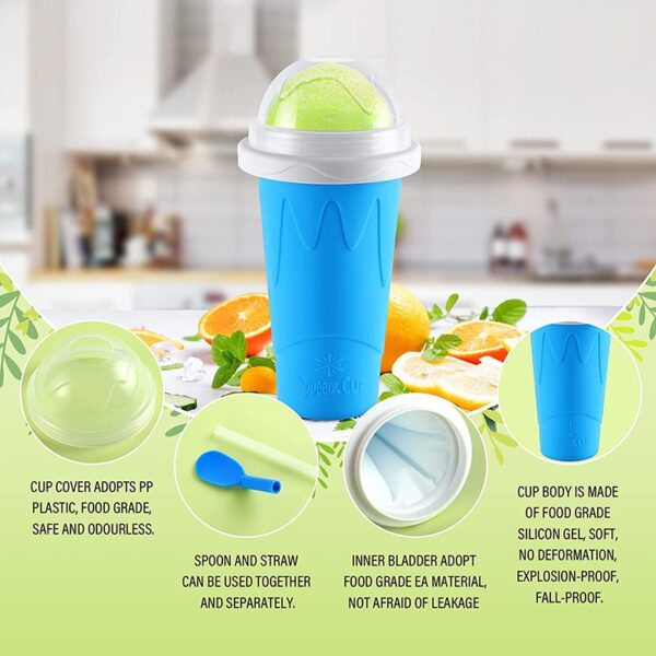 Slushy Cup | Slush Maker | Instant Ice Maker Cup for Hot Summers | Smoothies Cup Eco-friendly Double Layer | Instant Freeze Cup for Beverages and Cold Drinks 500ml (Random color)