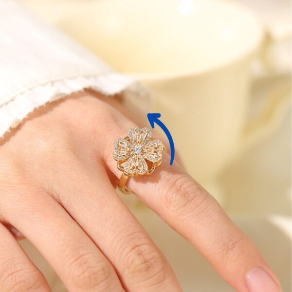1 Piece Imported Dazzling Movable Floral Blossom Adjustable Rings - 2 Color  Variants 🌟 | Luxurious Design Ring | Adjustable Ring | Ring For Girls & Women ✨