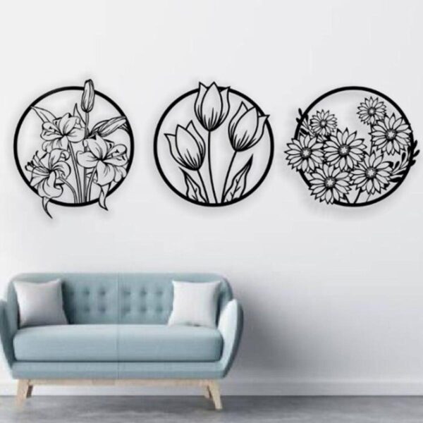(3 pcs set )3D floral abstract Wooden Wall Art & Home Decoration /  Item Home Décor Home Room & Wall Decor Wall Art