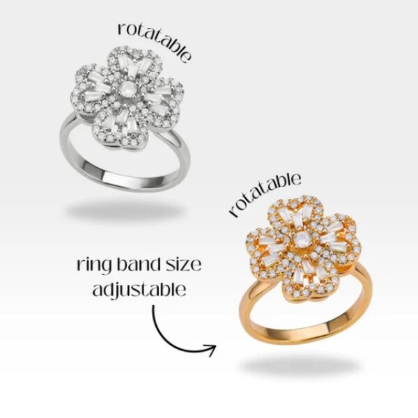 1 Piece Imported Dazzling Movable Floral Blossom Adjustable Rings - 2 Color  Variants 🌟 | Luxurious Design Ring | Adjustable Ring | Ring For Girls & Women ✨