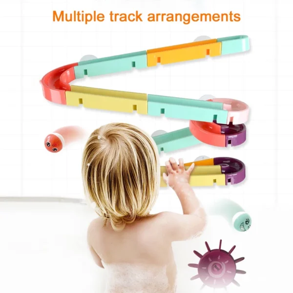 Bath Time Ball Track Water Play 24 pieces | Kids Bath Toys Wall Suction Cup Marble Race Run Track Bathroom Bathtub Baby Play Water Games Toy Kit for Boys Girls