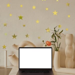 15 stars Mirror Matrial Acrylic  Wall Art Decor star Stickers Decals for Kids Girls Bedroom Bathroom Playroom golden